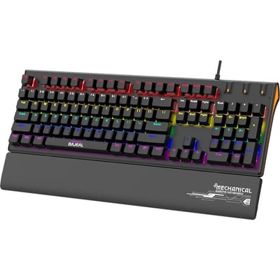 Bedraad mechanisch gamingtoetsenbord met verlichte blauwe schakelaars USB-aansluiting Ergonomische lade voor