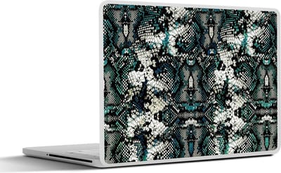 Laptop sticker - 12.3 inch - Dierenprint - Wit - Zwart - Turquoise - 30x22cm - Laptopstickers - Laptop skin - Cover