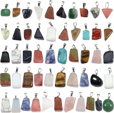 26 Stuks Natuurlijke Energie Steen Irreguliere Hangers met Sluitingen voor Sieraden Maken, DIY Ketting en Armband, RVS en Steen