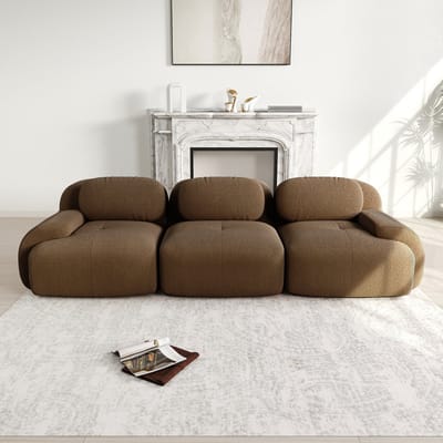 3-zitsbank - corduroy - frameloze sofa - modulaire combinatie - antislip - ergonomische armleuningen - bruin