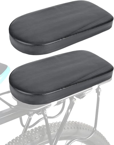 2 stuks fietskussen, zwart PU fietszadel, mountainbike achterbank, breed zacht kussen, fietsaccessoire voor school, sport, trailrijden