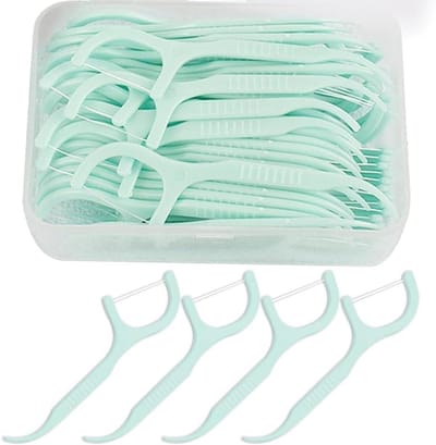 Tandfloss Stokjes - Tandenstokers - Mondhygiëne - Met Opbergtas - 50 Stuks - Munt