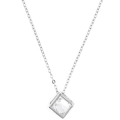 Behave Dames Ketting - Zilver Kubus Hanger van Zirkonia 40 cm - Nikkelvrij, Handgemaakt