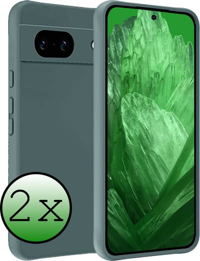 Hoesje 2 Stuks - Geschikt voor Google Pixel 8a - Sterk & Shockproof - Case Siliconen - Back Cover - Telefoon Hoes - Donkergroen