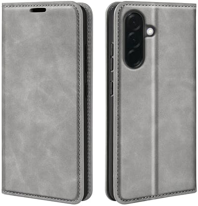 MobyDefend Hoesje - Geschikt voor Samsung Galaxy A37 - Luxe Wallet Bookcase (Magnetische Sluiting) - Grijs