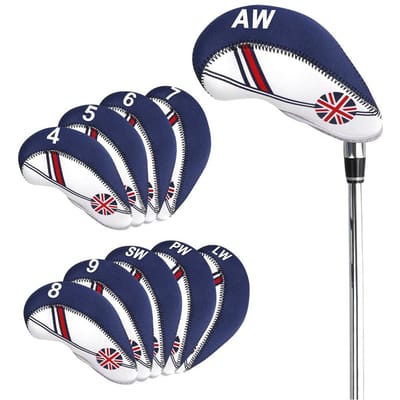 Lot de 10 couvre-têtes de golf, couvre-clubs, couvre-têtes de clubs en fer bleu marine