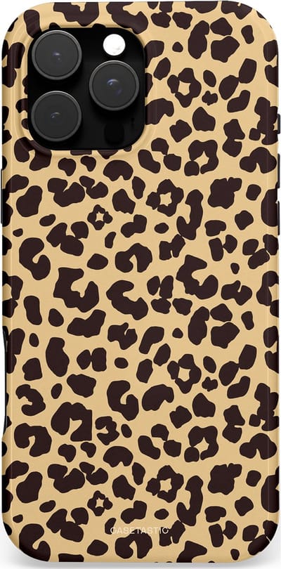 Casetastic hoesje geschikt voor Apple iPhone 16 Pro Max - MagSafe - Dubbellaagse bescherming - Wild - Fashion Case - Beige Zwart