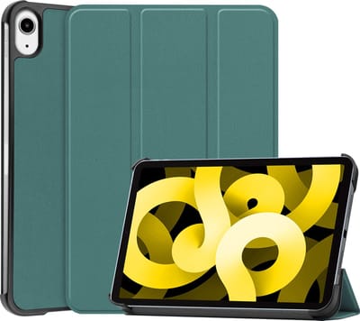 Hoes - Geschikt voor Apple iPad Air 5 (2022) - 10.9 inch - 5e Generatie - M1 - Dun & Stevig - Trifold Bookcase - Hard Cover - Hardcover Book Case - Tablet Hoesje - Donkergroen