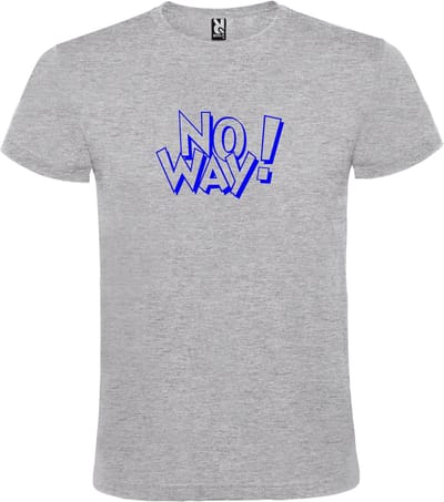 Grijs T-shirt ‘No Way!’ Blauw Maat S