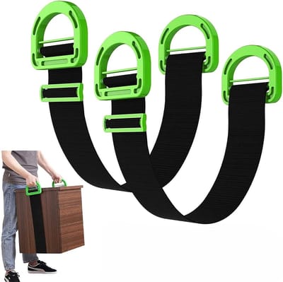 Verhuisriemen met Handvaten - 2 Stuks - Verstelbare Tilriemen voor Meubels - Professionele Draagriem Set - Verhuishulp voor Zware Objecten - Matras en Kast Drager - Groen/Zwart