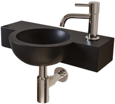 AquaVik Fonteinset Globus Natuursteen Kraan Rechts Chroom Kraan 40x23x8cm