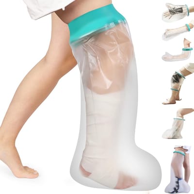 Gegoten deksels voor douchebeen, Waterdichte gegoten deksel voor douchen / zwemmen, Gegoten beschermer voor douchebeen volwassene, Waterdichte douchelaarzen voor voet na chirurgie, knie, enkel, laars (diameter-7,9")