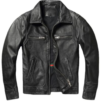 Heren koeienhuid jas Vintage heren leren jas Echt lederen kleding Heren winterjas Motorbiker jassen XXXXL gray
