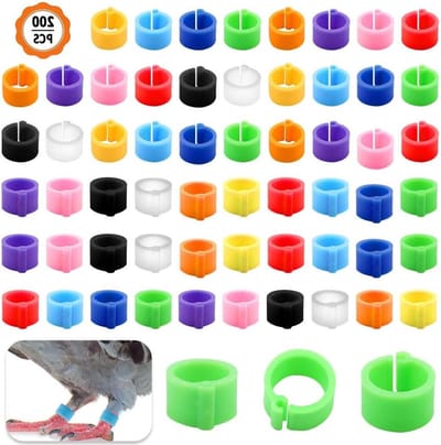 Duivenvoetringen 200 Stuks - Vogelbeenbanden Clips - Pluimvee Identificatie - Duurzaam Plastic Materiaal - 8mm Binnendiameter - Gemengde Kleuren