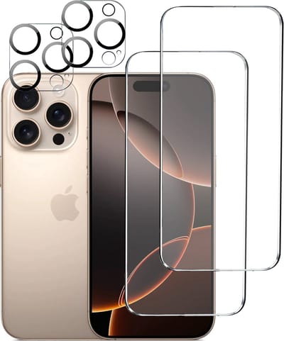 Tempered glass Screenprotectors en Camera lens Geschikt voor iPhone 16 Pro - Beschermglas - Glasplaatje - 2+2 stuks