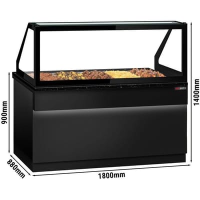 GGM Gastro Warmhaltetheke TORONTO - 1800mm - schwarze Front - für 5x GN 1/1 - schwarze Granit-Arbeitsplatte