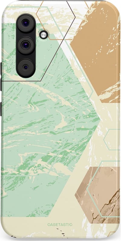 Casetastic hoesje geschikt voor Samsung Galaxy A54 (2023) 5G - Dubbellaagse bescherming - Vlaklicht - Fashion Case - Crème Mintgroen Wit Lichtgrijs