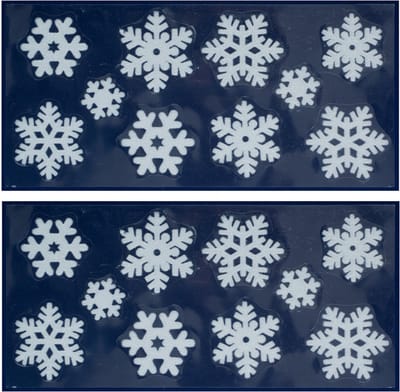 Peha Kerst raamstickers - 2x vel - sneeuwvlokken - wit - 23 x 49 cm - raamversiering