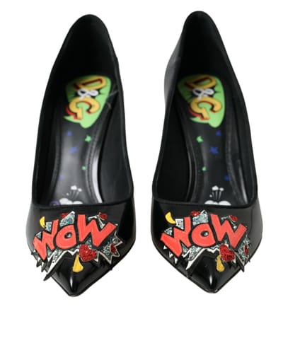Dolce & Gabbana Zwarte Leren WOW Patch Hakpumps Schoenen