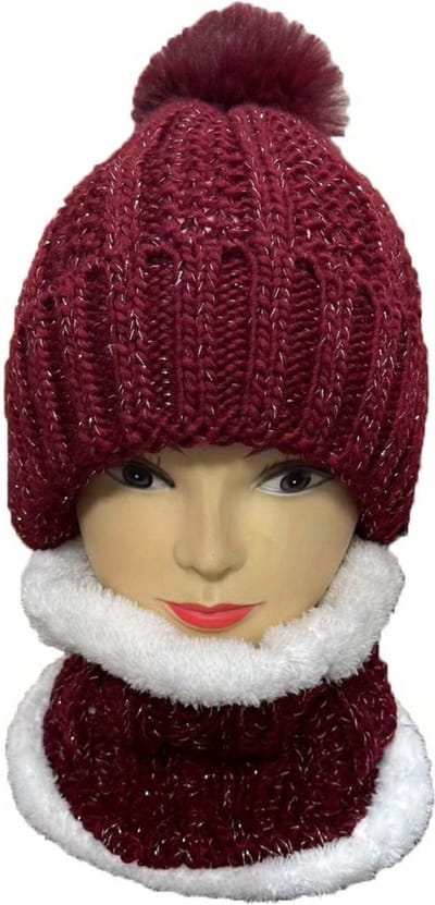 Livano Nekwarmer - Heren - Dames - Fleece - Motor - Bandana - Masker - Colsjaal - Winter - Sjaal - Gewatteerd - Set - Met Muts - Wijnrood