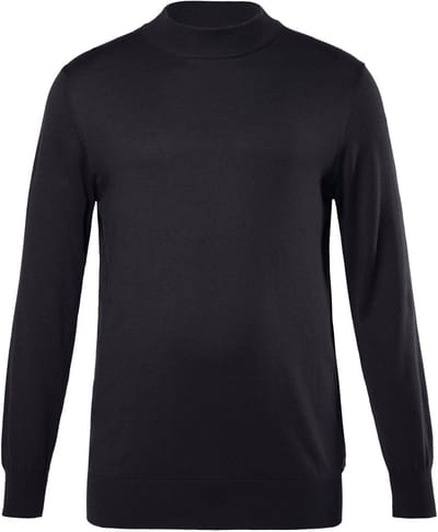 JP 1880 - Heren - Trui gerecyclede materialen opstaande kraag - Zwart - Maat 3XL