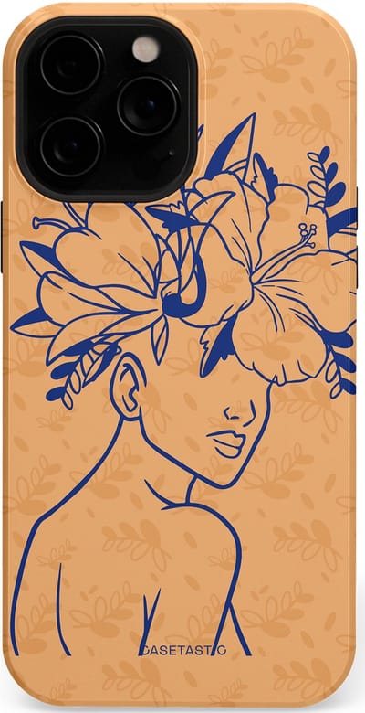 Casetastic hoesje geschikt voor Apple iPhone 13 Pro Max - MagSafe - Dubbellaagse bescherming - Lijn en Bloesem - Fashion Case - Perzik