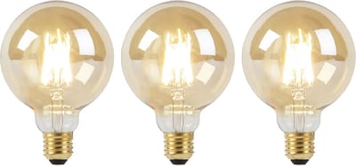 LUEDD Set van 3 E27 dim to warm LED lampen G95 goud 8W 806 lm 2000-2700K