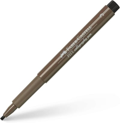 Kalligrafie Pen met Stijve Beitelpunt - Walnootbruin 2.5mm - Inkt op Waterbasis
