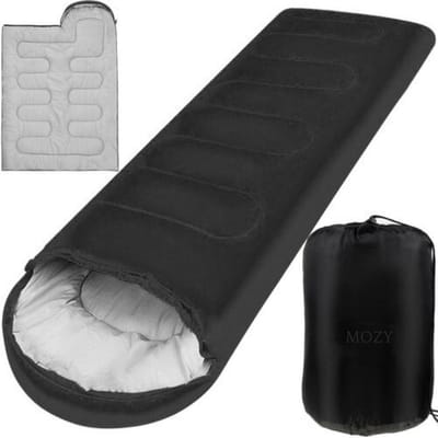 MOZY - Survival Slaapzak - Zwart - met Capuchon - 210 x 70 cm - Winddicht - Compact - Extra Warm - Waterdicht - Outdoor - Survival - Slaapzak - Kamperen - Camping - Hiken - Backpacken - Nood Slaapzak - Mummy Slaapzak - Mummyslaapzak