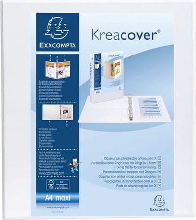 Exacompta Kreacover Ringband in PP met 4 D-ringen van 50mm - A4 maxi - Wit - 51944E