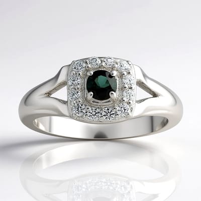 Cavill - Zilveren ring 925 sterling met Braziliaanse ronde indigoliet 0,145 ct en Tanzanianse zirkonen 0,224 ct - handgemaakt luxe sieraad