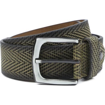 Suitable Riem Structuur Leer Groen - Maat 105 - Heren leren broekriem / broeksriem - Ceintuur - Riem casual