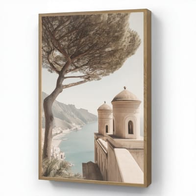 Wandlamp 70x100 cm - Oplaadbaar - Kust - Klif - Boom - Gebouw - Wandlampen binnen woonkamer - Slaapkamer lamp - Decoratieve nachtlamp - Vloerlamp draadloos