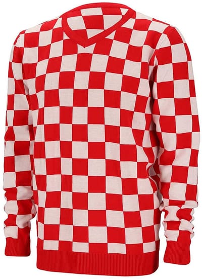 Apollo Carnaval verkleed trui Brabant - v-hals - rood/wit geblokt - dames / heren M