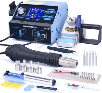 Soldeerstation - Hete Lucht Station - Elektronica Reparatie - LCD Scherm - 750W - Zwart