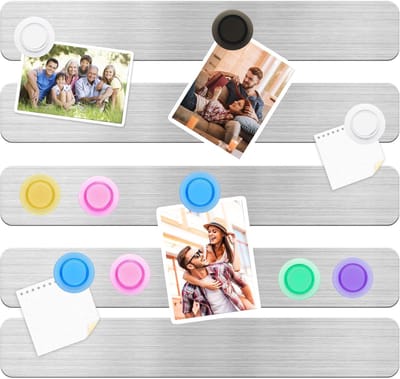Thijox - Magneetbord Zelfklevend Magnetisch Memobord RVS Frameloos 5 Stuks met 7 Magneten voor Thuis Kantoor Foto's Documenten