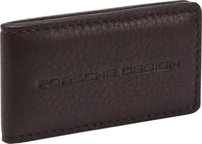 PORSCHE DESIGN Leren Dollarclip Business Money Clip Dark Brown Bruine