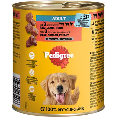 12x800g Rund, lam & Kip in paté Pedigree Classic natvoer voor honden