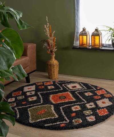 Bohemian vloerkleed rond - Artisan antraciet/multi 120