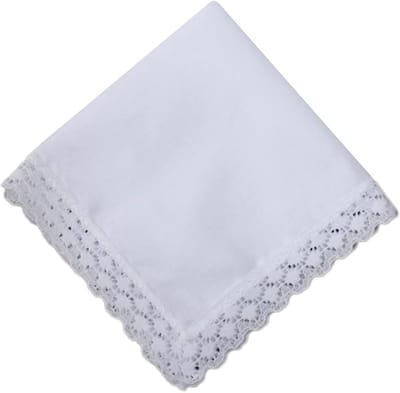 Zakdoeken Katoen Kant - Zakdoekjes Heren Dames - Bruiloft Feest - Zacht Absorberend - 23x25cm - Wit