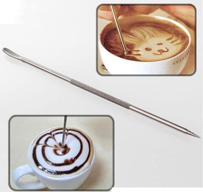 *** 2x Barista Cappuccino Latte Art Pen - Dé must-have voor koffieliefhebbers - Verrijk je koffie Latte Art Tool - Barista Accessoire - Koffie Decoratie Pen - Zilver - Set van 2 van Heble® ***