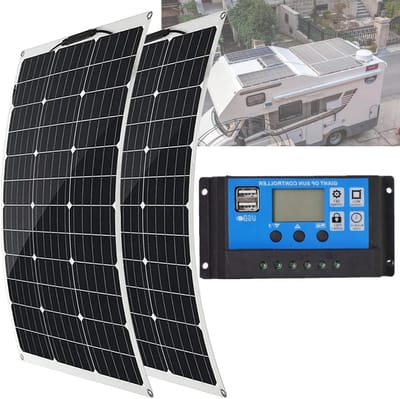 Flexibel Zonnepaneel - Buigbaar Fotovoltaïsch - Energie Opwekken - Met 40A Controller - 77.5 x 50 cm - Zwart