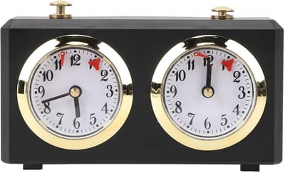 Dailygoody - Analoge schaakklok - Professionele schaakklok - Vintage design - Zwart - Timer zonder batterijen - Geschikt voor schakers - Compact formaat