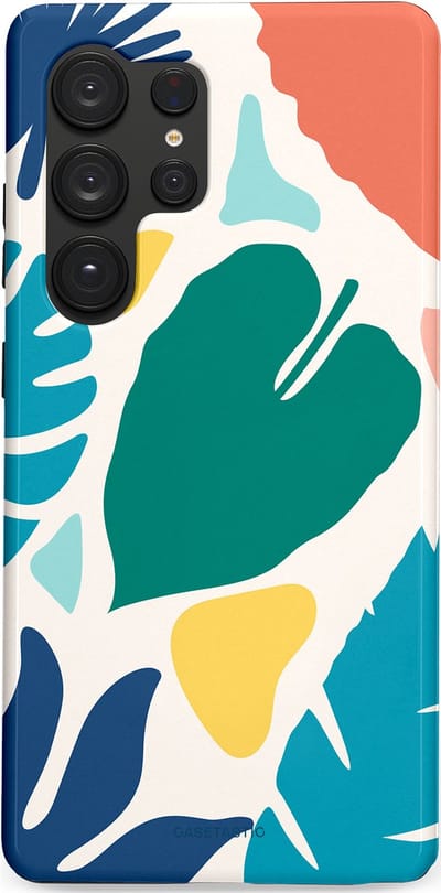 Casetastic Hoesje Geschikt voor Samsung S25 Ultra - Stijlvolle Beschermende Duo-layer Case - Moderne Kunstbladeren