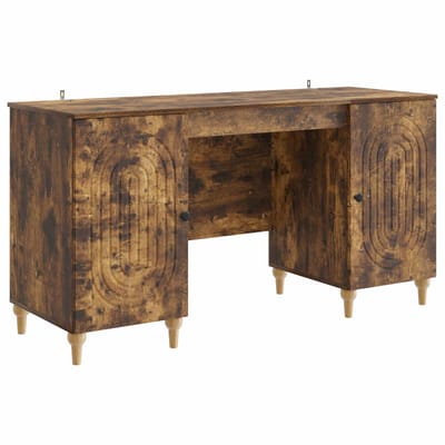 vidaXL - Bureau - Gerookt - eiken - 142,5 - x - 50 - x - 75 - cm - Bewerkt - hout