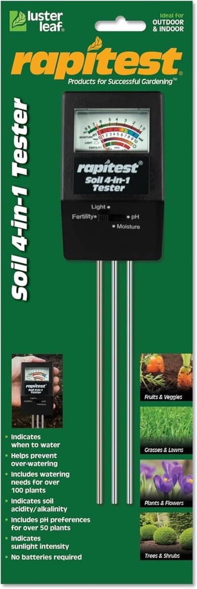 Bodemtester 4-weg - Plantenmeter Vochtigheid - Gezonde Plantengroei - Geen Batterijen Nodig - Compact Ontwerp