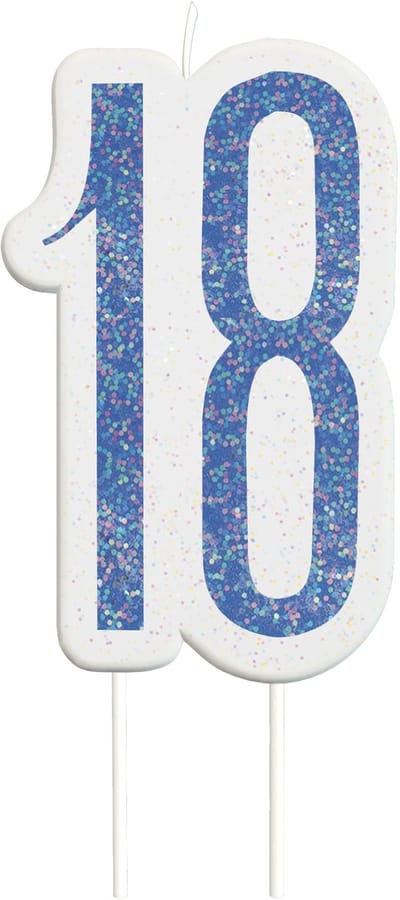 UNIQUE - Verjaardagskaars 18 jaar blauw