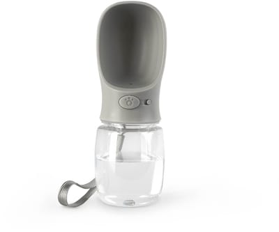 lionto honden drinkfles, licht, lekvrij & met drukknop, 350 ml grijs