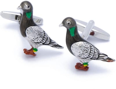 Manchetknopen - Duif Vogel Gedetailleerd Groen met Zilver