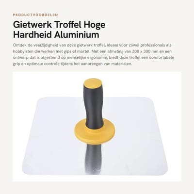 Dailygoods- Troffel hoge hardheid - Aluminium - Draagbaar - Tweekleurige handgreep - 300 mm - Stevig en sterk - Bepleistering